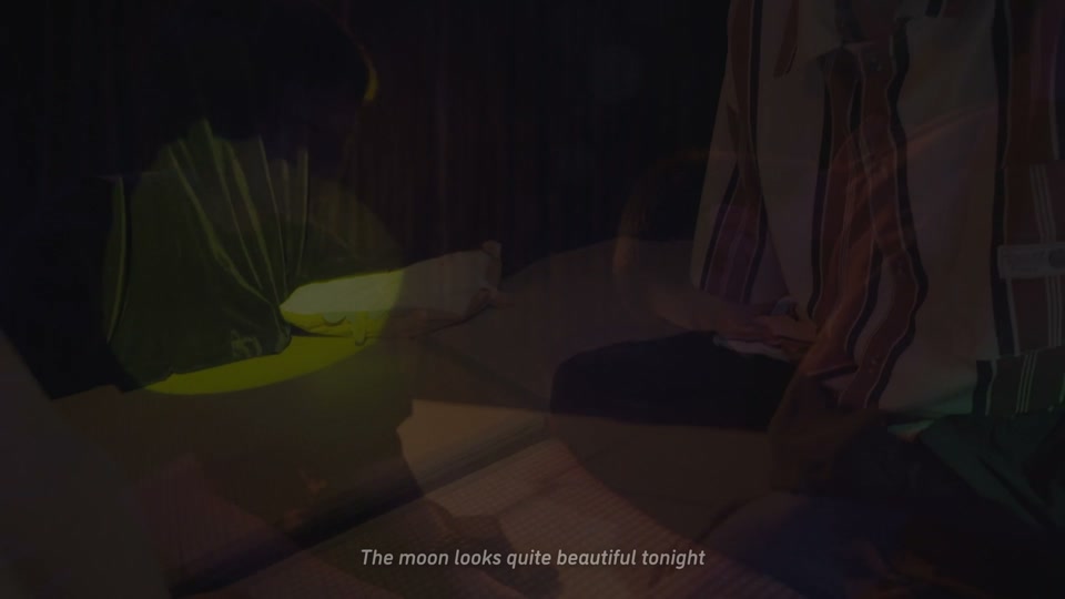 Film still at 24:55, Huang Meng: The moon is quite beautiful tonight. Quite beautiful.